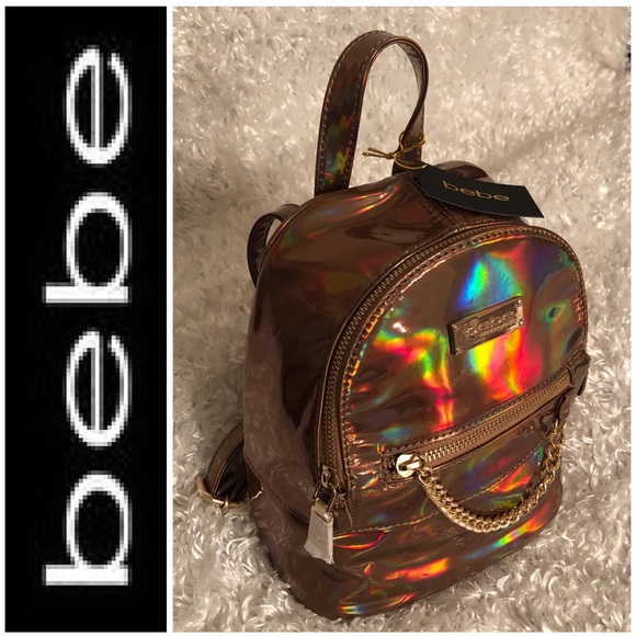 ? bebe “Gina” Metallic Gold Hologram Backpack main image 9